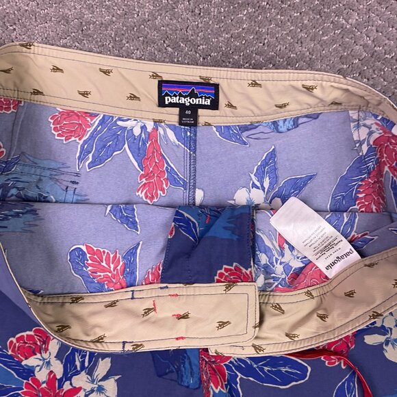 Patagonia Wavefarer Board Shorts Men's 40 Swim Trunks Floral Tropical Drawstring - Picture 4 of 12